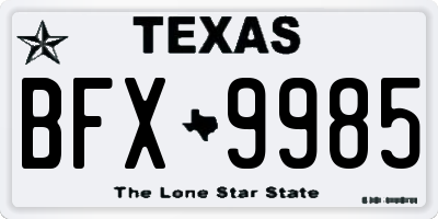 TX license plate BFX9985