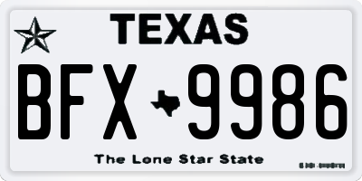 TX license plate BFX9986