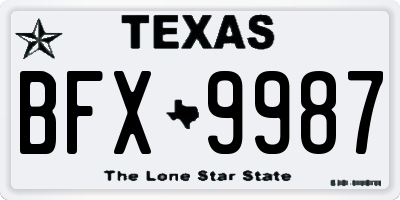 TX license plate BFX9987