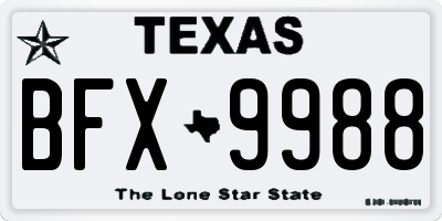 TX license plate BFX9988