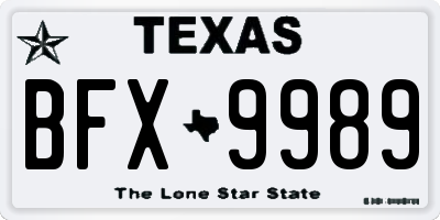 TX license plate BFX9989