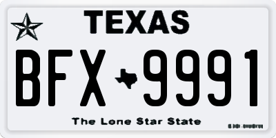 TX license plate BFX9991