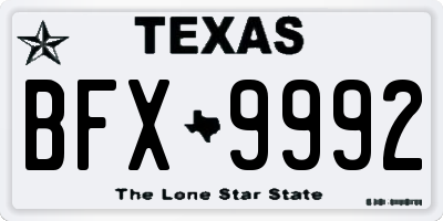 TX license plate BFX9992