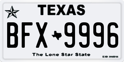 TX license plate BFX9996