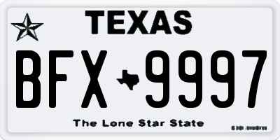 TX license plate BFX9997