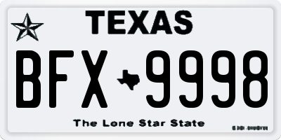 TX license plate BFX9998