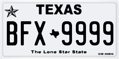 TX license plate BFX9999