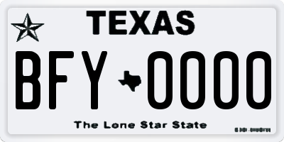 TX license plate BFY0000