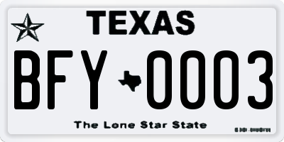 TX license plate BFY0003