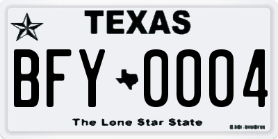 TX license plate BFY0004
