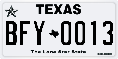 TX license plate BFY0013