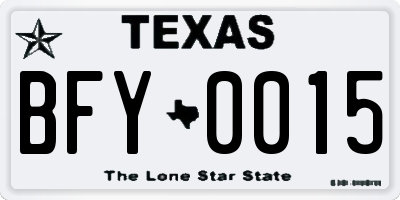 TX license plate BFY0015