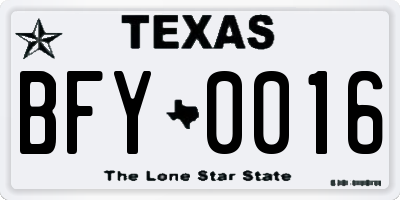 TX license plate BFY0016