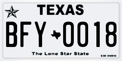 TX license plate BFY0018