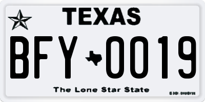 TX license plate BFY0019