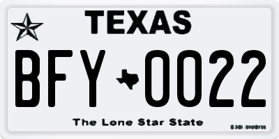 TX license plate BFY0022