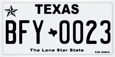 TX license plate BFY0023
