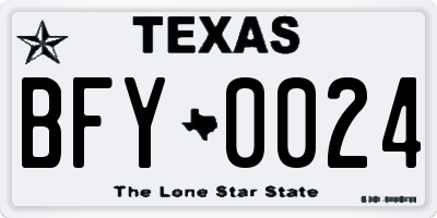 TX license plate BFY0024