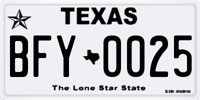 TX license plate BFY0025