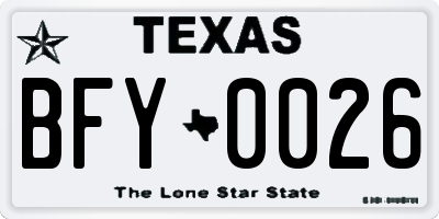 TX license plate BFY0026