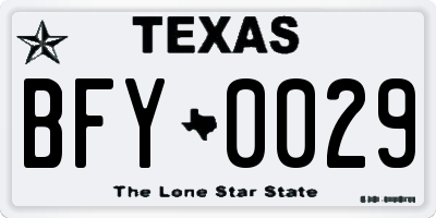 TX license plate BFY0029