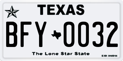 TX license plate BFY0032