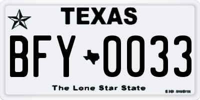 TX license plate BFY0033