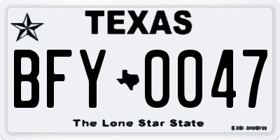 TX license plate BFY0047