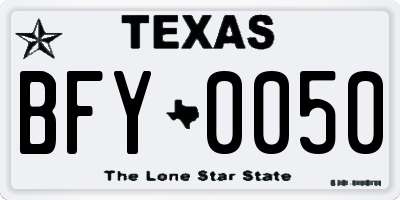 TX license plate BFY0050
