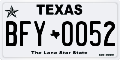 TX license plate BFY0052