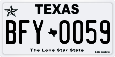 TX license plate BFY0059