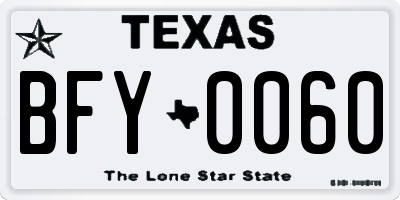 TX license plate BFY0060