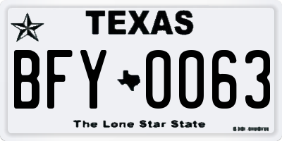 TX license plate BFY0063
