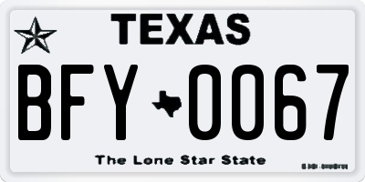 TX license plate BFY0067