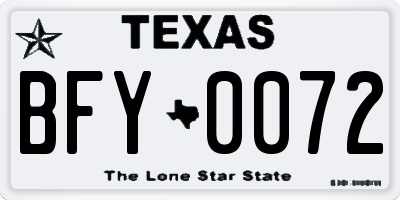 TX license plate BFY0072
