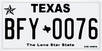 TX license plate BFY0076