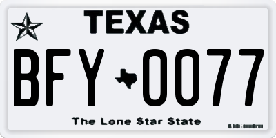 TX license plate BFY0077