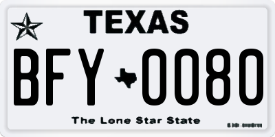 TX license plate BFY0080