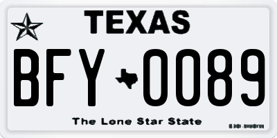 TX license plate BFY0089