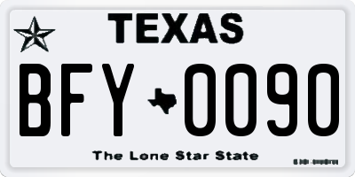 TX license plate BFY0090