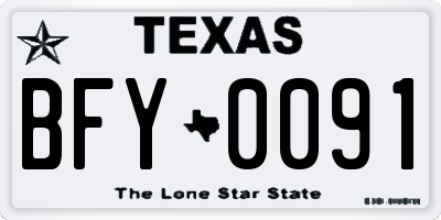 TX license plate BFY0091