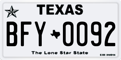 TX license plate BFY0092