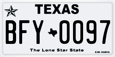 TX license plate BFY0097