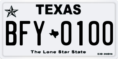 TX license plate BFY0100