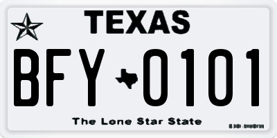 TX license plate BFY0101