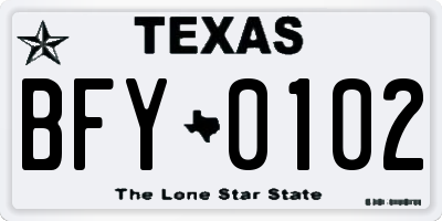 TX license plate BFY0102