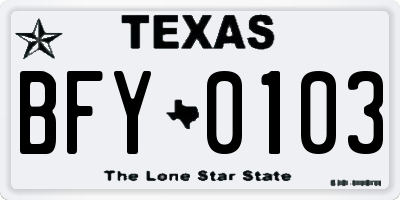 TX license plate BFY0103