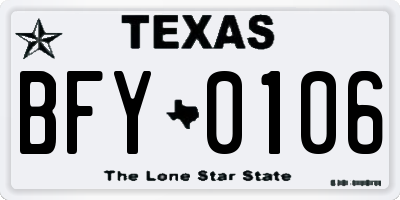 TX license plate BFY0106