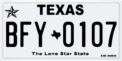 TX license plate BFY0107