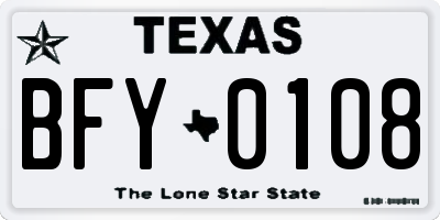 TX license plate BFY0108